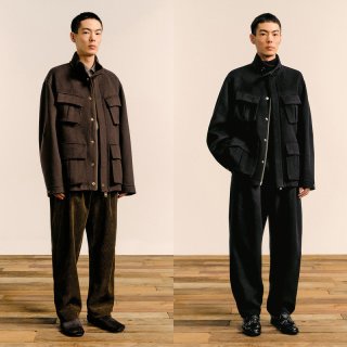 速写 男装秋冬新款休闲毛呢外套宽松时尚工装夹克短款上衣复古潮流