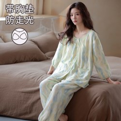 都市丽人 云朵棉带胸垫七分袖家居服套装