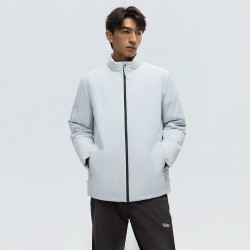 ONE WAY 星之钥男防泼水加厚立领商务短羽绒服白鸭绒外套3305W 灯塔灰