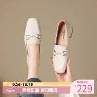 木林森 女鞋休闲单鞋女士乐福鞋子工作通勤一脚蹬女生鞋子百搭优雅小皮鞋