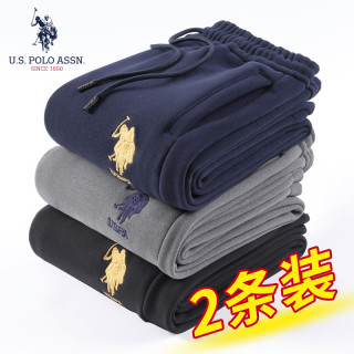 U.S. POLO ASSN. 2条装）男士加绒卫裤男百搭加厚宽松保暖运动男秋冬裤子休闲裤