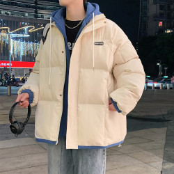 男女同款假两件连帽加厚棉衣棉服外套冬季棉衣宽松大码加厚棉袄