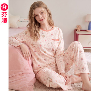 芬腾 FX27931285 纯棉抗菌带胸垫 粉杏 M 家居服套装