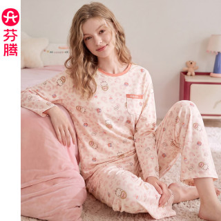 芬腾 FX27931285 纯棉抗菌带胸垫 粉杏 M 家居服套装