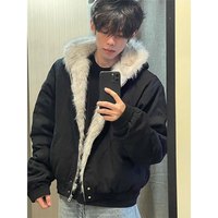 孜讯 座山雕连帽毛领棉服男秋冬款美式潮牌高级感宽松棉衣cleanfit外套