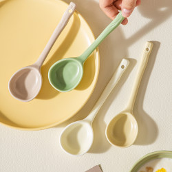 禾禾 奶油风甜品勺陶瓷勺子长柄家用ins风可爱汤匙高颜值调羹
