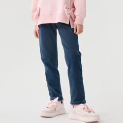 巴拉巴拉 加绒保暖无束缚牛仔裤女童裤子冬款儿童裤子中大童弹力舒适直筒裤
