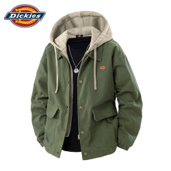 Dickies 美式高端潮流纯棉休闲夹克春秋新款男装痞帅宽松长袖工装上衣外套 军绿色 常规  XL