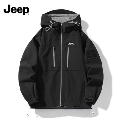 Jeep 外套男春秋男士冲锋防泼水风衣男女同款运动上衣防风夹克
