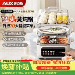 奥克斯 电蒸锅多功能锅家用电锅婴儿辅食蒸煮一体电热锅电煮锅电火锅16升四层大容量锅DR221