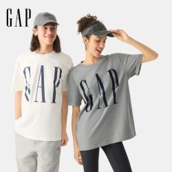Gap 男女装春季款纯棉印花logo圆领短袖T恤宽松上衣725624