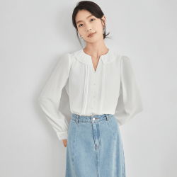 曼·贝 Manbei 曼贝 女士时尚雪纺衬衫 通勤上衣