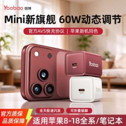 羽博 氮化镓60W 快充AVS 动态协议充电器适配苹果18Pro/平板/笔记本