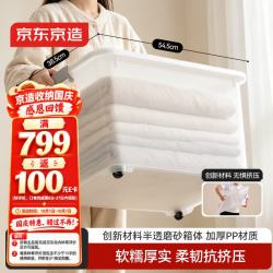 京东京造 糯叽叽高抗冲收纳箱中号 加厚升级抗摔耐用塑料收纳箱半透磨砂45L
