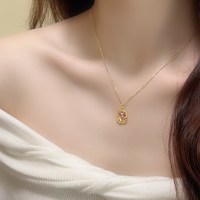 88VIP：梦金园 玫瑰花窗在逃公主足金吊坠挂坠项链浪漫七夕礼物女