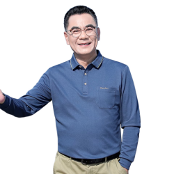 宝财羊 5A抗菌桑蚕丝 翻领长袖T恤 男