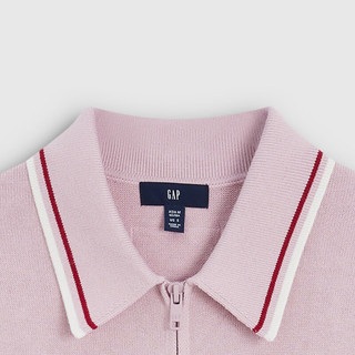 Gap 2SW623025 爱心logo镶边翻领修身针织开衫 粉色 S