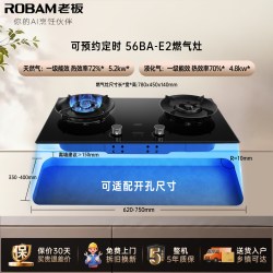 老板 盐系G2燃气灶天然气双灶家用5.2kW烟灶联动 20% 定时猛火灶一级能效JZT-57BA-G2
