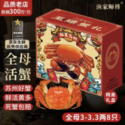渔家师傅 漁家师傅大闸蟹全母3.0-3.3两8只去绳足重鲜活螃蟹现货生鲜水产礼盒中秋送礼