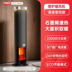 艾美特 石墨烯壁炉暖风机家用取暖器卧室大空间电暖气节能sr143