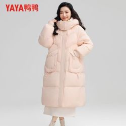 YAYA 鸭鸭长款过膝保暖中长款连帽羽绒服2025新款时尚加厚外套