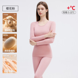 焦宣言羊毛蚕丝莱赛尔保暖男女士秋冬厚绒蓄热秋衣秋裤磨绒套装