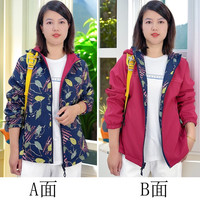户外徒步:双面穿户外软壳冲锋衣女迷彩春秋季防风防水透气运动休闲登山外套