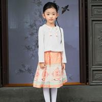 巴拉巴拉 凉感抗菌中大童儿童套装女童新中式长袖马面裙两件套春秋衣服时尚