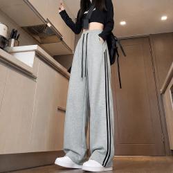 I.T it FGXX美式条纹弯刀裤女春秋装明线设计重磅阔腿裤运动裤