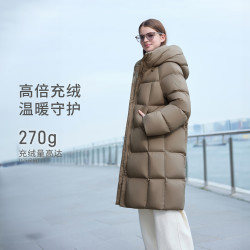 坦博尔 云朵泡芙4.0 高充绒量 女士中长款连帽羽绒服