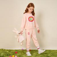 ELLE kids 女童圆领卫衣卫裤套装中大童春秋落肩袖上衣