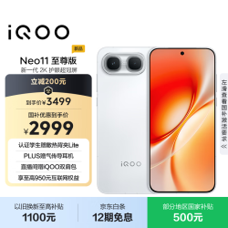 vivo iQOO Neo11至尊版 手机 12GB+256GB 驰光白
