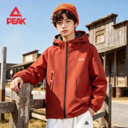匹克 童装儿童外套2026新款男童三防冲锋服防水秋季男大童加绒保暖秋装 熔岩红/PK野营白硅胶K+PK黑斜冒险右中 150 推荐体重 68-80斤
