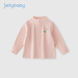 jellybaby 女童半高领长袖T恤 粉红 90cm