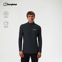 户外徒步：Berghaus男款24/7 Tech Tee 男子速干全天候半拉链长袖上衣 岩石黑 2XL