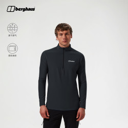 Berghaus男款24/7 Tech Tee 男子速干全天候半拉链长袖上衣 岩石黑 2XL