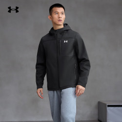 安德玛 UNDERARMOUR）ColdGear Infrared Shield男子拒水防风保暖连帽运动夹克1371587 黑色002 XL