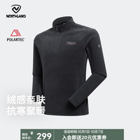户外徒步：诺诗兰 26秋冬新款男士Polartec立领抓绒衣户外保暖打底长袖抓绒T恤
