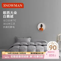 斯诺曼 抑菌羽绒被芯静音90%白鹅绒被子 冬被2.0*2.3m充830g灰色 灰色（90%白鹅绒冬被） 200cm*230cm