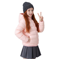 纳维凯尔 儿童羽绒服 斜线连帽 浅粉 130cm