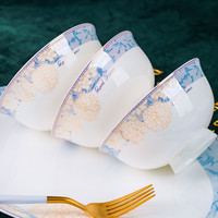 宅家食光：巨尚 时光漫步4.5英寸饭碗10个装景德镇家用陶瓷碗盘餐具欧式高脚防烫