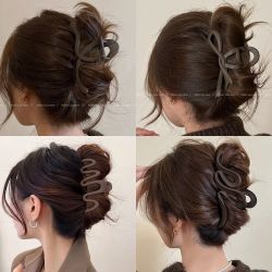 秋冬磨砂波浪抓夹女大号高J感发夹2023网红抓夹后脑勺鲨鱼夹盘发