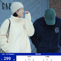 Gap 男女装秋logo刺绣宽松立领抱抱绒卫衣外套1SS623730 米色 L (175/96A)亚洲尺码