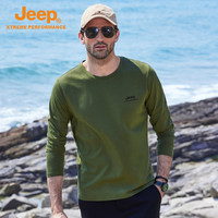Jeep 长袖T恤男印花秋季圆领宽松柔软亲肤户外休闲上衣