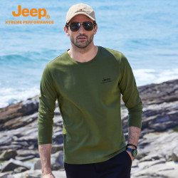 Jeep 长袖T恤男印花秋季圆领宽松柔软亲肤户外休闲上衣