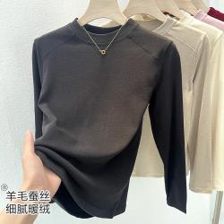 顶瓜瓜 秋冬圆领女式打底衫打底上衣可外穿内衣