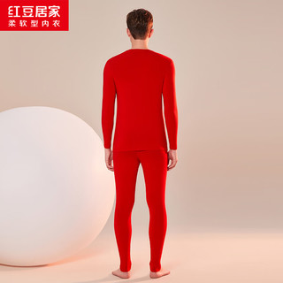 红豆居家 秋衣秋裤 薄暖透气吸汗 中国红 L