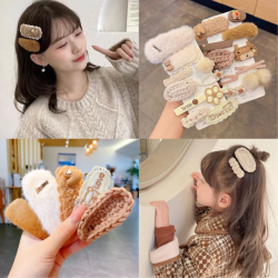 义佰满分10件套可爱毛绒发夹日系刘海侧边夹子碎发夹头饰发饰发卡