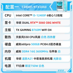 ROG 华硕追影主机i5 14600KF/RTX5060/5060Ti/5070电脑主机台式无畏契约三角洲游戏组装整机DIY全家桶白色海景房