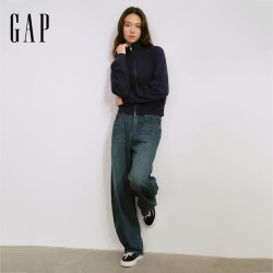 Gap 女装2026秋新品休闲双面布拉链立领开衫卫衣外套2SS623057 海军蓝 M (165